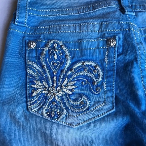 Miss Me Bermuda Pacific Blue Embellished Shorts - Picture 11 of 12